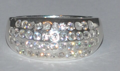 Dazzling Brilliance: Sterling Silver Statement Ring with Cubic Zirconia AAAAA Round Melee Stones