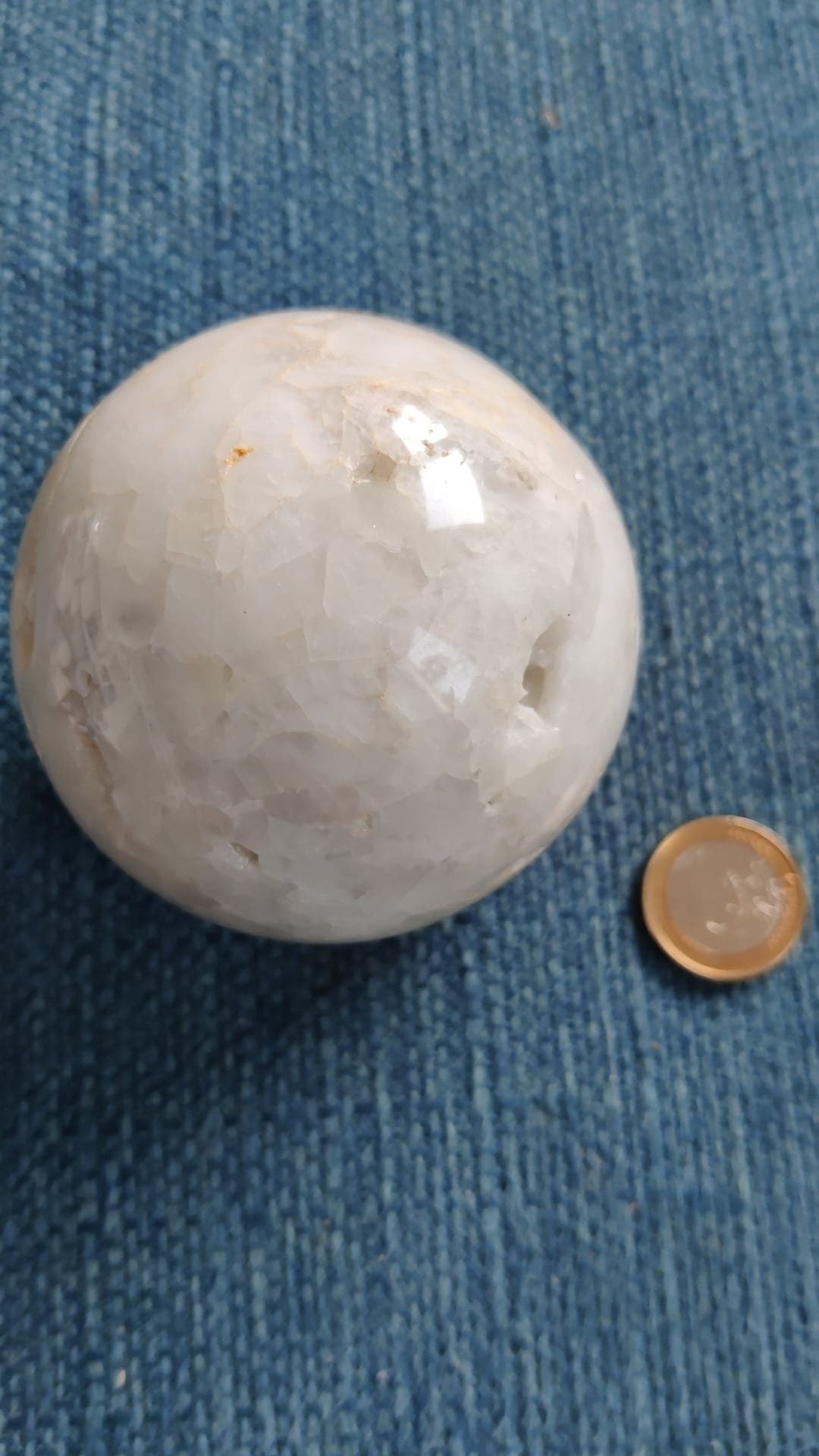 Grote zwavelkwartsbol - diameter 3,07 inch, gewicht 22,9 oz