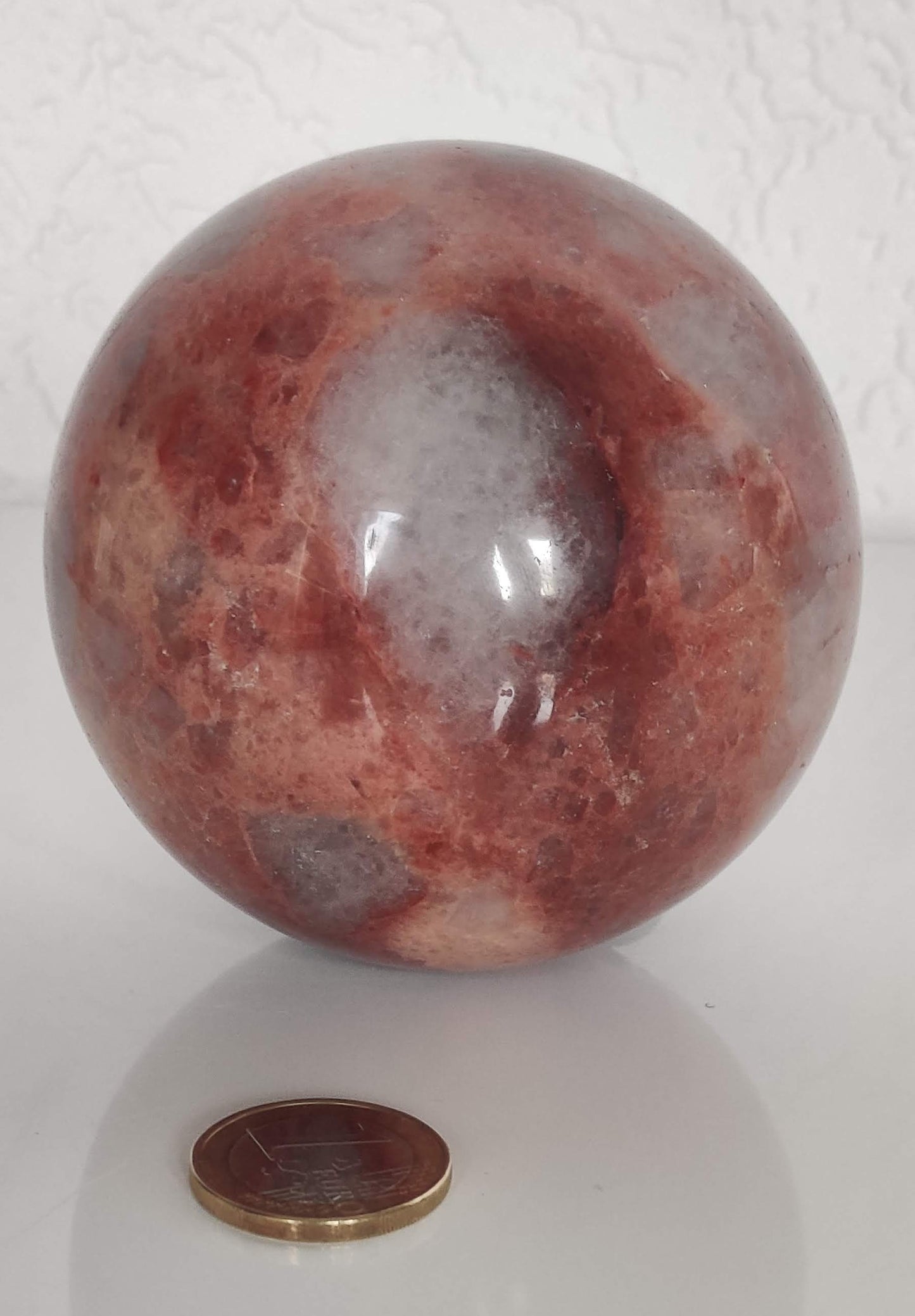 Braziliaanse hematoïde kwartsbol - 3,13" diameter - 1,55 lbs - Helend kristal, woondecoratie