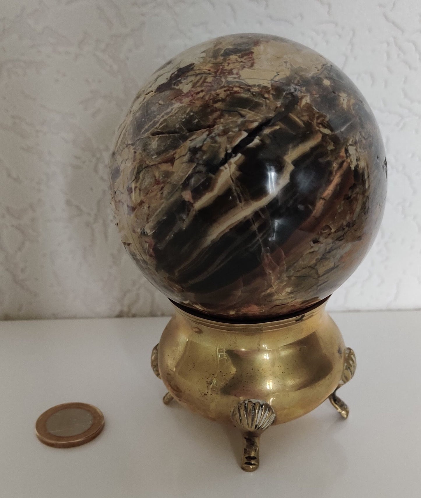 Brazilian Monet Jasper Harmony Sphere - 81mm Diameter - 727 grams - Grounding Crystal, Spiritual Home Decor