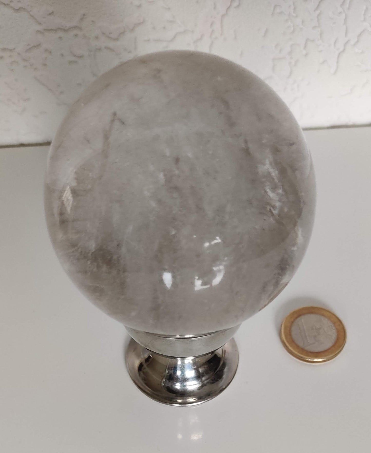 Prachtige Braziliaanse kristallen kwartsbol - 14,8 oz, 2,63" diameter